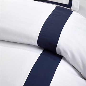 Hotel Style Square Framed Bedding, Duvet Cover Set 3 Pieces, White/Navy