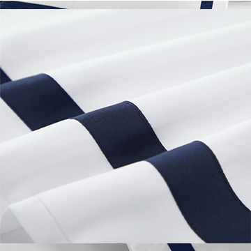 Hotel Style Square Framed Bedding, Duvet Cover Set 3 Pieces, White/Navy