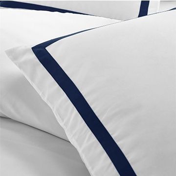 Hotel Style Square Framed Bedding, Duvet Cover Set 3 Pieces, White/Navy
